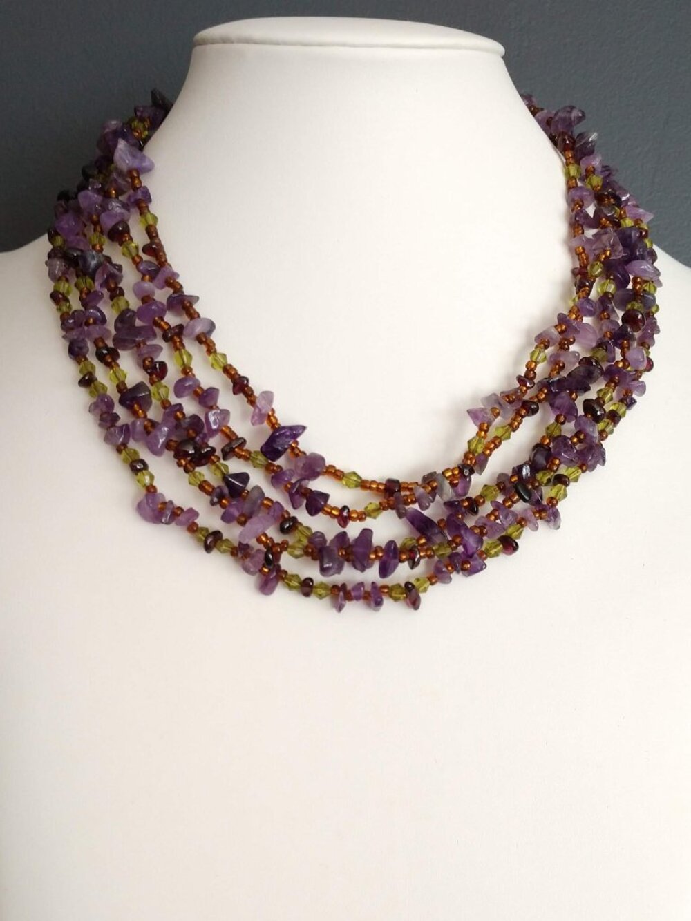Monet bead and stone multi strand necklace